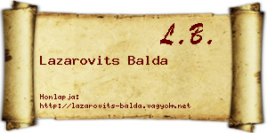 Lazarovits Balda névjegykártya